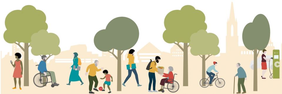 Unterschiedliche Menschen bewegen sich in der Stadt Unterschiedliche Menschen bewegen sich in der Stadt